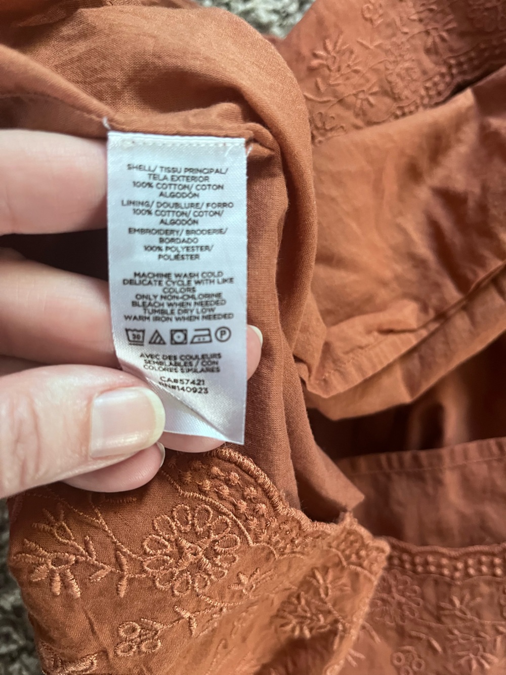 LOFT Womens Rust Terracotta Eyelet Embroidered Cotton Sleeveless Tank Top Small - Picture 6 of 6